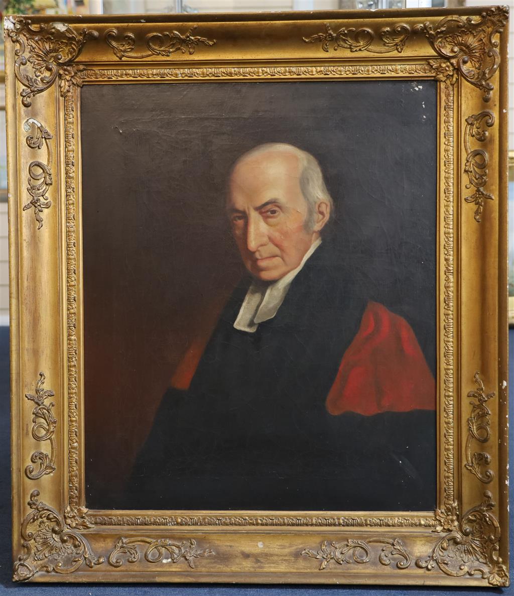 Early 19th century English School, oil on canvas, Portrait of a cleric, 75 x 62cm